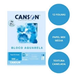 BLOCO DE DESENHO  A3 300G BRANCA 12 FOLHAS CANSON